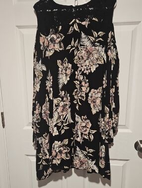 Cato Black Lace Overlay Dress